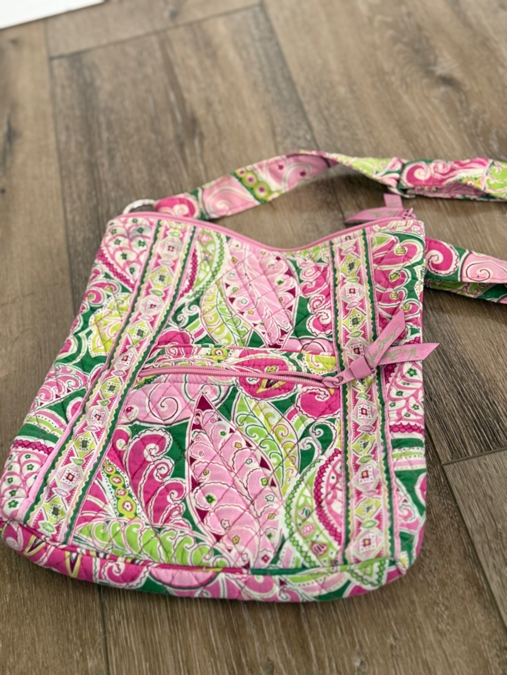 Vera Bradley Pink & Green Quilted Crossbody Bag
